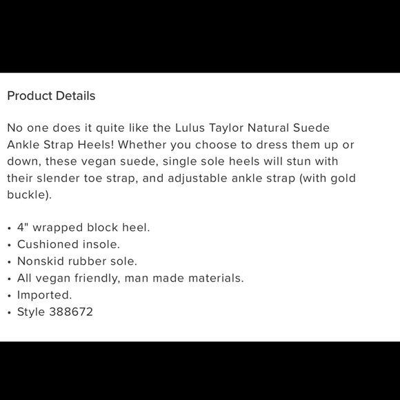 Lulu’s Taylor Natural Suede Ankle Strap Heel- Size 6.5 - Picture 5 of 5